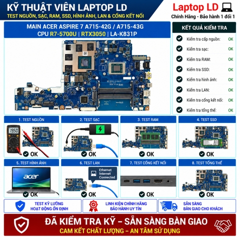 Test kiểm tra main Acer Aspire 7 A715-42G A715-43G Ryzen 7 5700U
