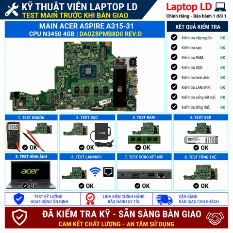 Test kiểm tra main Acer Aspire A315-31 N3450