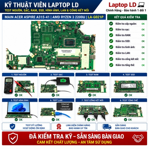 Test kiểm tra main Acer Aspire A315-41 Ryzen 3 2200U
