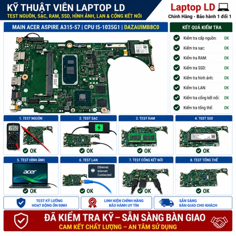 Test kiểm tra main Acer Aspire A315-57 i5-1035G1