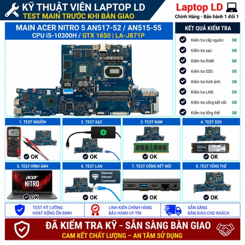 Test kiểm tra main Acer Nitro 5 AN517-52 AN515-55 i5-10300H