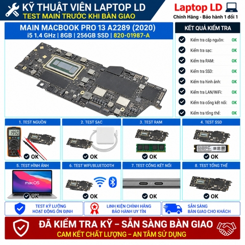 Test kiểm tra main Apple MacBook Pro 13 A2289 i5 1.4GHz