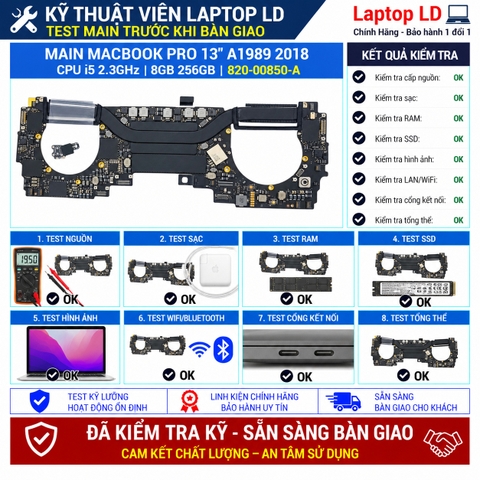 Test kiểm tra main Apple MacBook Pro 13 inch A1989 i5 2.3GHz