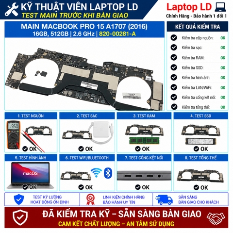 Test kiểm tra main Apple MacBook Pro 15 A1707 2.6GHz