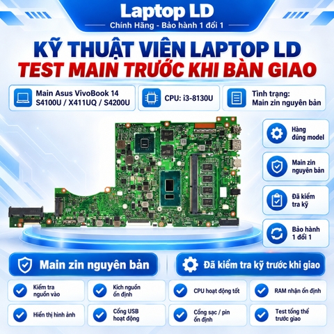 Test kiểm tra main Asus VivoBook 14 S4100U X411UQ S4200U i3-8130U