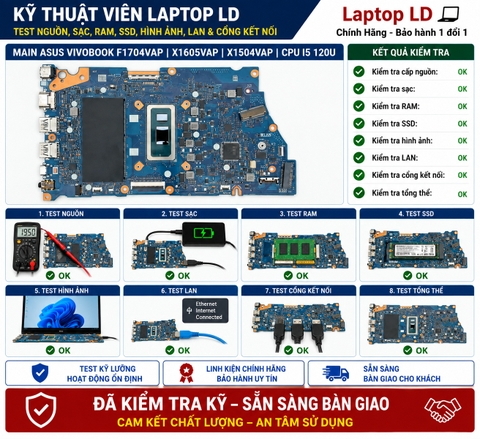 Test kiểm tra main Asus VivoBook F1704VAP X1605VAP X1504VAP Core 5 120U
