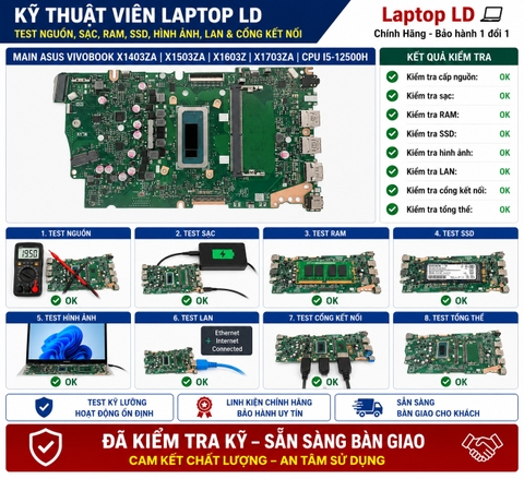 Test kiểm tra main Asus Vivobook X1403ZA X1503ZA X1603Z X1703ZA i5-12500H