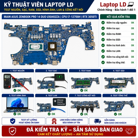 Test kiểm tra main Asus Zenbook Pro 14 Duo UX8402ZA i7-12700H