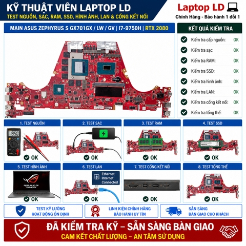 Test kiểm tra main Asus Zephyrus S GX701GX LW GV i7-9750H