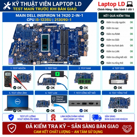 Test kiểm tra main Dell Inspiron 14 7420 2-in-1 i5-1235U