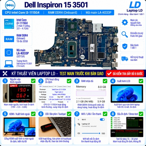 Test kiểm tra main Dell Inspiron 15 3501 i3-1115G4