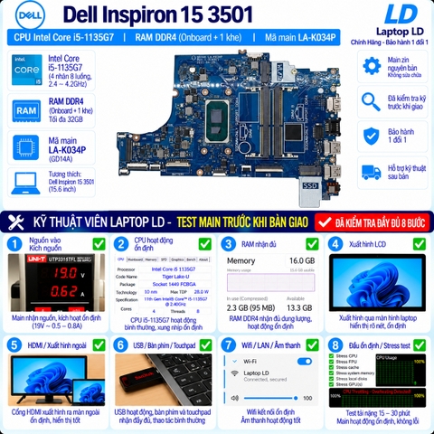 Test kiểm tra main Dell Inspiron 15 3501 i5-1135G7