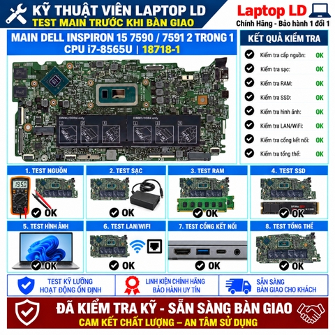 Test kiểm tra main Dell Inspiron 15 7590 7591 2-in-1 i7-8565U
