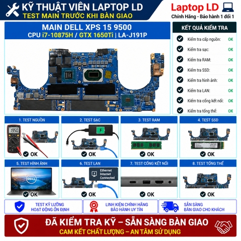 Test kiểm tra main Dell XPS 15 9500 i7-10875H