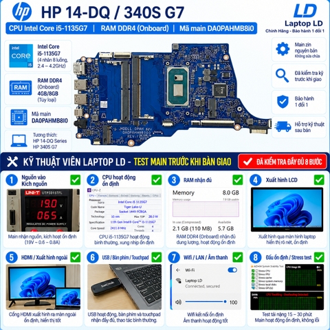 Test kiểm tra main HP 14-DQ 340S G7 i5-1135G7