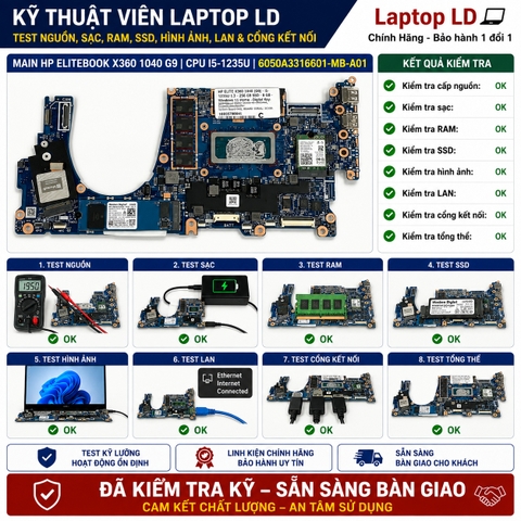 Test kiểm tra main HP EliteBook x360 1040 G9 i5-1235U