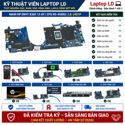 Test kiểm tra main HP Envy x360 13-AY Ryzen 5 4500U
