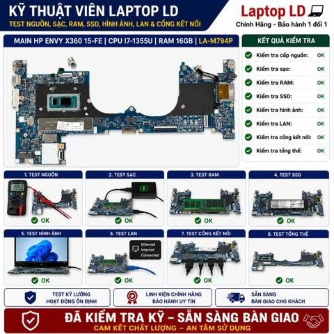 Test kiểm tra main HP Envy x360 15-FE i7-1355U