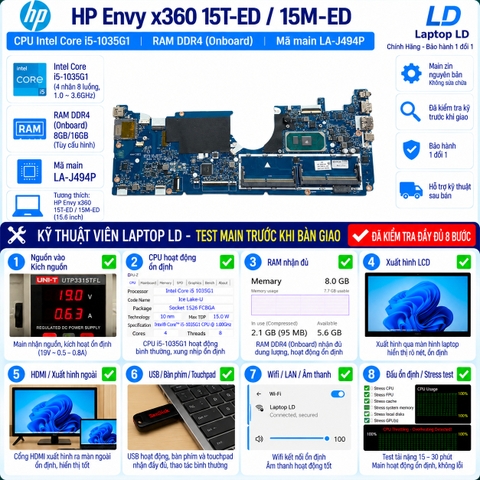 Test kiểm tra main HP Envy x360 15T-ED 15M-ED i5-1035G1
