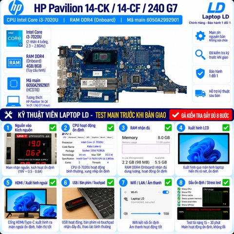 Main HP Pavilion 14-CK / 14-CF / 240 G7 | CPU i3-7020U | 6050A2992901