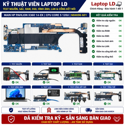 Test kiểm tra main HP Pavilion x360 14-EK Core 5 120U