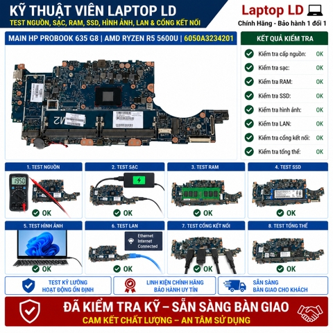 Test kiểm tra main HP ProBook 635 G8 Ryzen 5 5600U