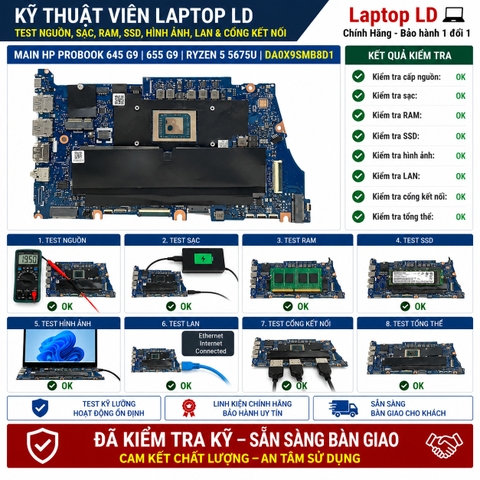Test kiểm tra main HP ProBook 645 G9 655 G9 Ryzen 5 5675U