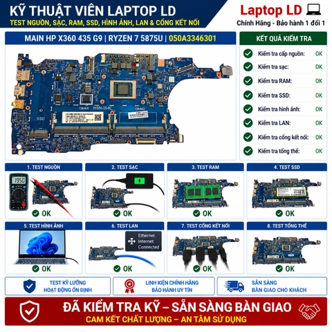 Test kiểm tra main HP x360 435 G9 Ryzen 7 5875U