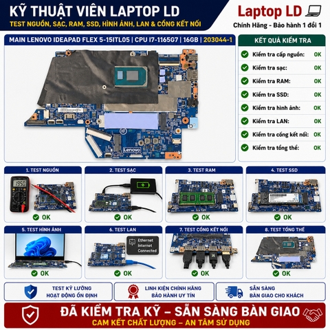 Test kiểm tra main Lenovo IdeaPad Flex 5 15ITL05 i7-1165G7