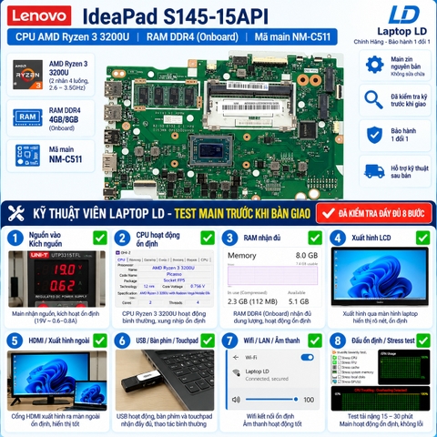 Test kiểm tra main Lenovo IdeaPad S145-15API AMD Ryzen 3 3200U