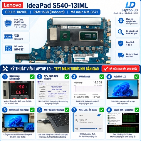 Test kiểm tra main Lenovo IdeaPad S540-13IML i5-10210U