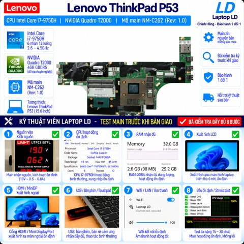 Test kiểm tra main Lenovo ThinkPad P53 i7-9750H