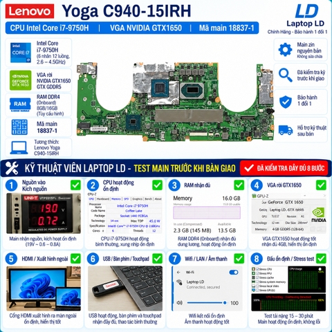 Test kiểm tra main Lenovo Yoga C940-15IRH i7-9750H