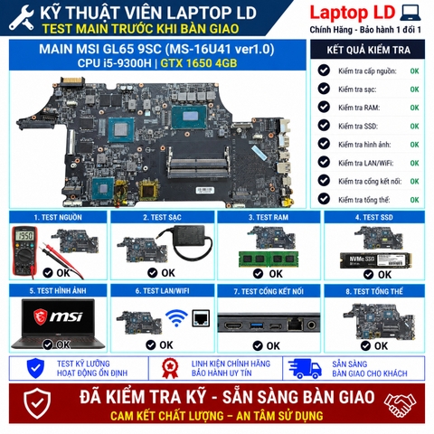 Test kiểm tra main MSI GL65 9SC i5-9300H