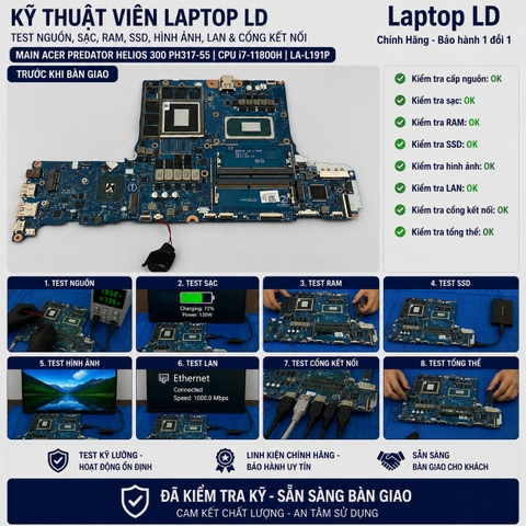 Test main Acer Predator Helios 300 PH317-55 mã LA-L191P trước khi giao khách