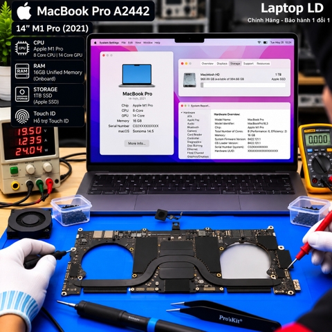 Test kiểm tra main MacBook Pro 14 A2442 M1 Pro RAM 16GB SSD 1TB