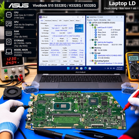 Test kiểm tra main Asus VivoBook S15 S532EQ K532EQ X532EQ i5-1135G7