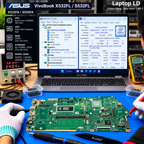Test kiểm tra main Asus VivoBook X532FL S532FL X532FA S532FA i5-8265U