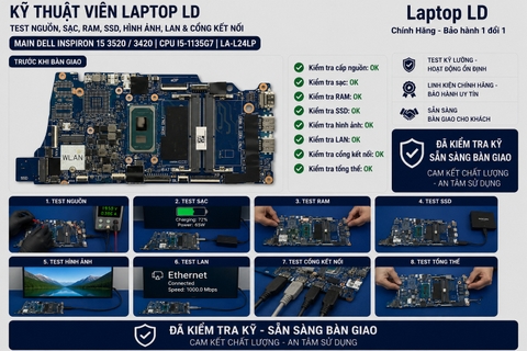 Test main Dell Inspiron 15 3520 3420 mã LA-L24LP trước khi giao khách