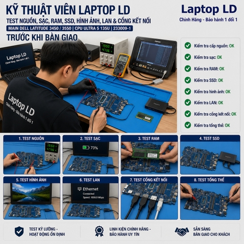 Test main Dell Latitude 3450 3550 mã 233009-1 trước khi giao khách