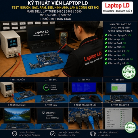 Test main Dell Latitude 3480 3488 3580 mã 16852-1 trước khi giao khách