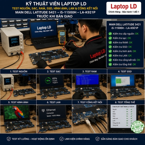 Test main Dell Latitude 5421 mã LA-K921P trước khi giao khách