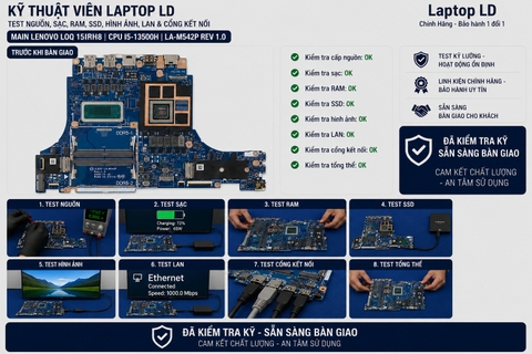Test main Lenovo LOQ 15IRH8 mã LA-M542P REV 1.0 trước khi giao khách