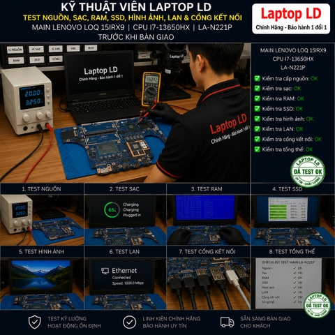 Test main Lenovo LOQ 15IRX9 mã LA-N221P trước khi giao khách