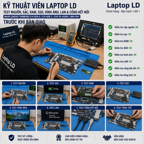 Test main Lenovo ThinkPad E14 Gen 6 E16 Gen 2 mã NM-F941 trước khi giao khách
