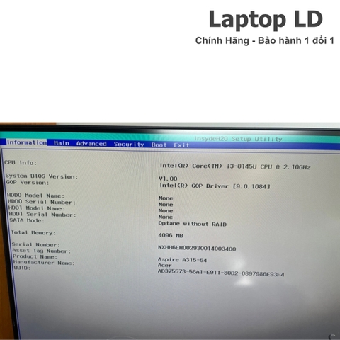 Giá thay main laptop Acer Aspire A315-54 CPU i5-8265U LA-H792P tại Laptop LD