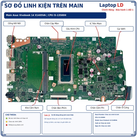 Tổng thể mainboard Asus Vivobook 14 X1405VA