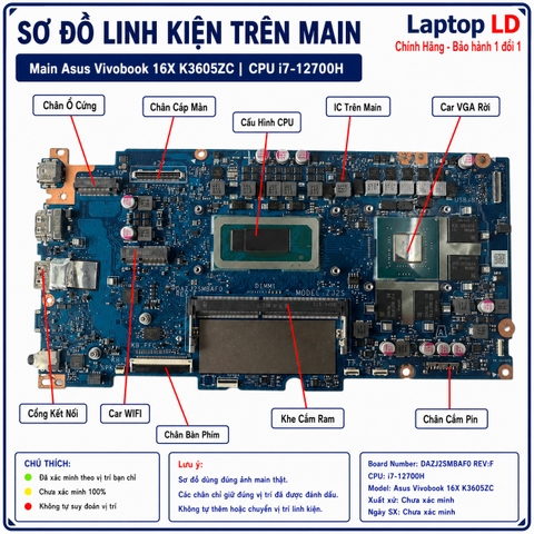 Tổng thể mainboard Asus Vivobook 16X K3605ZC