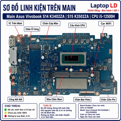 Tổng thể mainboard Asus Vivobook S14 K3402ZA S15 K3502ZA