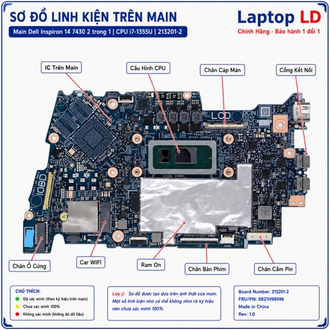 Tổng thể mainboard Dell Inspiron 14 7430 2 trong 1 mã 213201-2